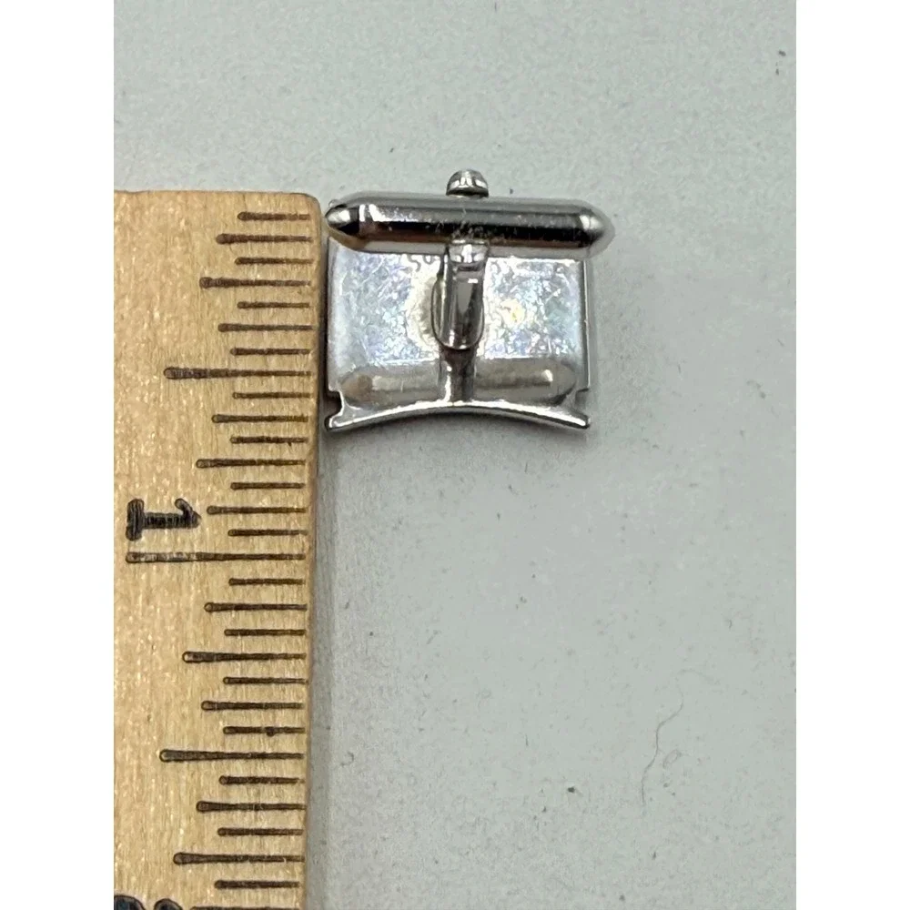 Swank Cufflinks Mens Silver Vintage Mid Century Modern Rectangular